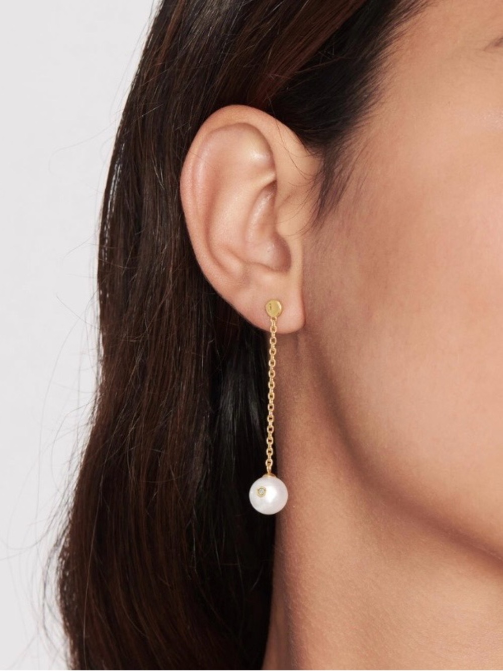 Movado Pearl With Diamond Accent Drop Women's Earrings